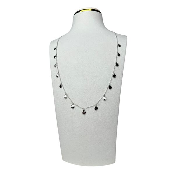 Happy Face Charm Necklace 925 Sterling Silver adjustable Necklace to choker - Picture 3 of 7